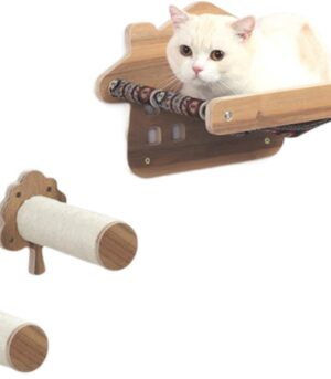 Cat Trees Cat Climbing Wall Hanger Hammock Frame Cat Wall Hanging Nest Scratching Post Cat Hammock Stairwell Pet Toy