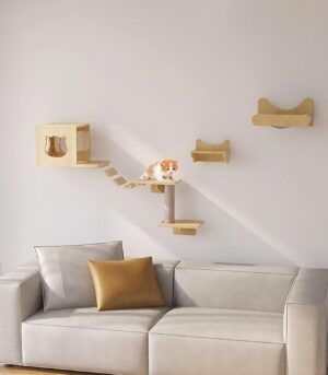 Wall-Mounted Cat Racks and Climbing Frames, Fun Climbing Landscape for Pet Cats, Space-Saving, Easy to Install(Package 1)
