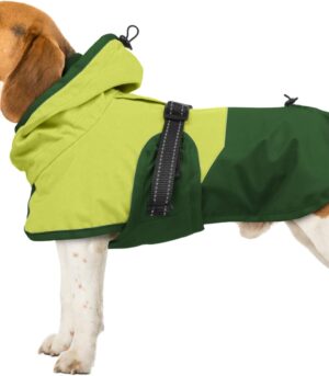 Dog Raincoat for Small Medium and Large Dogs Waterproof Dog Rain Jacket Adjustable Hooded Dogs Raincoat Pet Rain Coat Poncho with Leash Hole, Reflective Strip, Green, L
