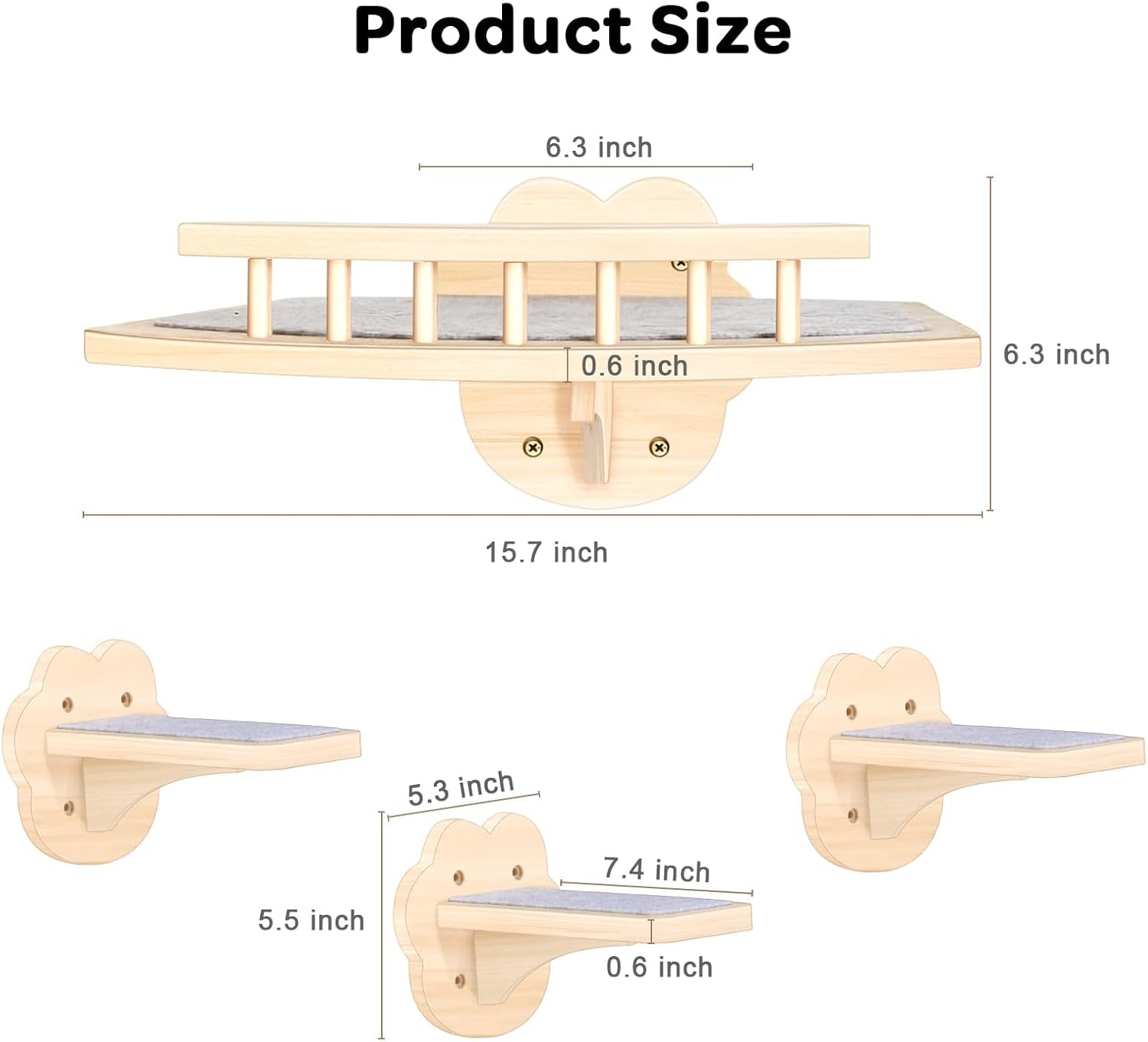 Cat Wall Shelves with 3 Steps and Hammock Cats Wall Furniture for Medium/Small Cats for Climbing Shelf Play Area. - Image 2