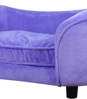 Pet Bed Sofa, Velvet Couch with Removeable Washable Cushion for Small Dog Cat (Purple)