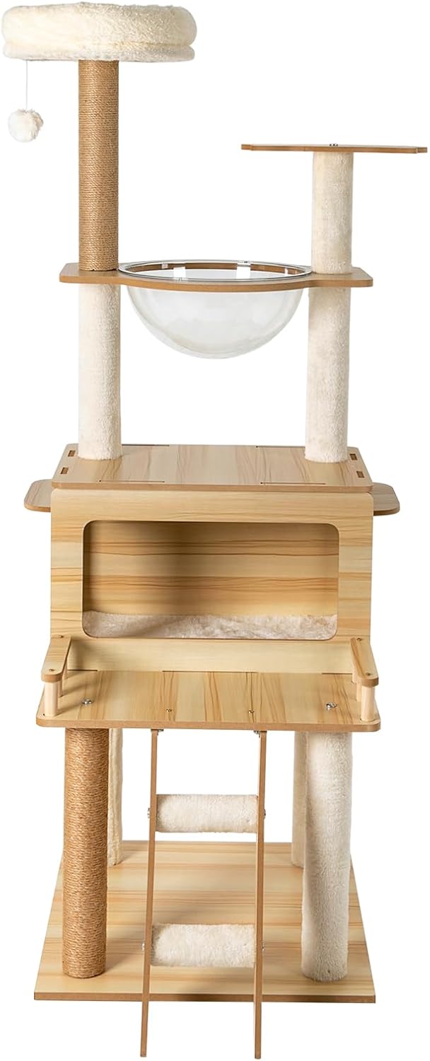 Cat Tree Tower for Indoor Cats 5-Tier Cat Tower Scratching Post Cat Climbing Frame with Climbing Steps and Swing Ball Pet Condo Cat Cage (53 * 53 * 28(cm))