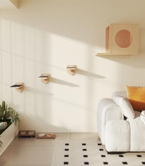 Cat Wall Shelves Cat Wall Furniture with Condo and 3 Steps, Climbing Shelf Wall Mount for Indoor Cats, Wall-Mounted Furniture for Kittens