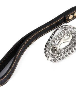 1Pc Stainless Steel Dog Leash Flat Chain Traction Rope for Pets Durable Comfortable Pet Hauling Cable for Walking and Training
