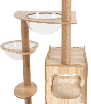 Cat Tree Tower Multi-Level Cat Climbing Frame 54 -Inch Modern Cat Condo Cage for Large Cat with Scratching Posts (52 * 52 * 26(cm))