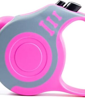 Retractable Dog Leash Lightweight 10/16FT Leash with Non-Slip Handle, for Small Dogs Puppy(Gray Pink, 10FT)