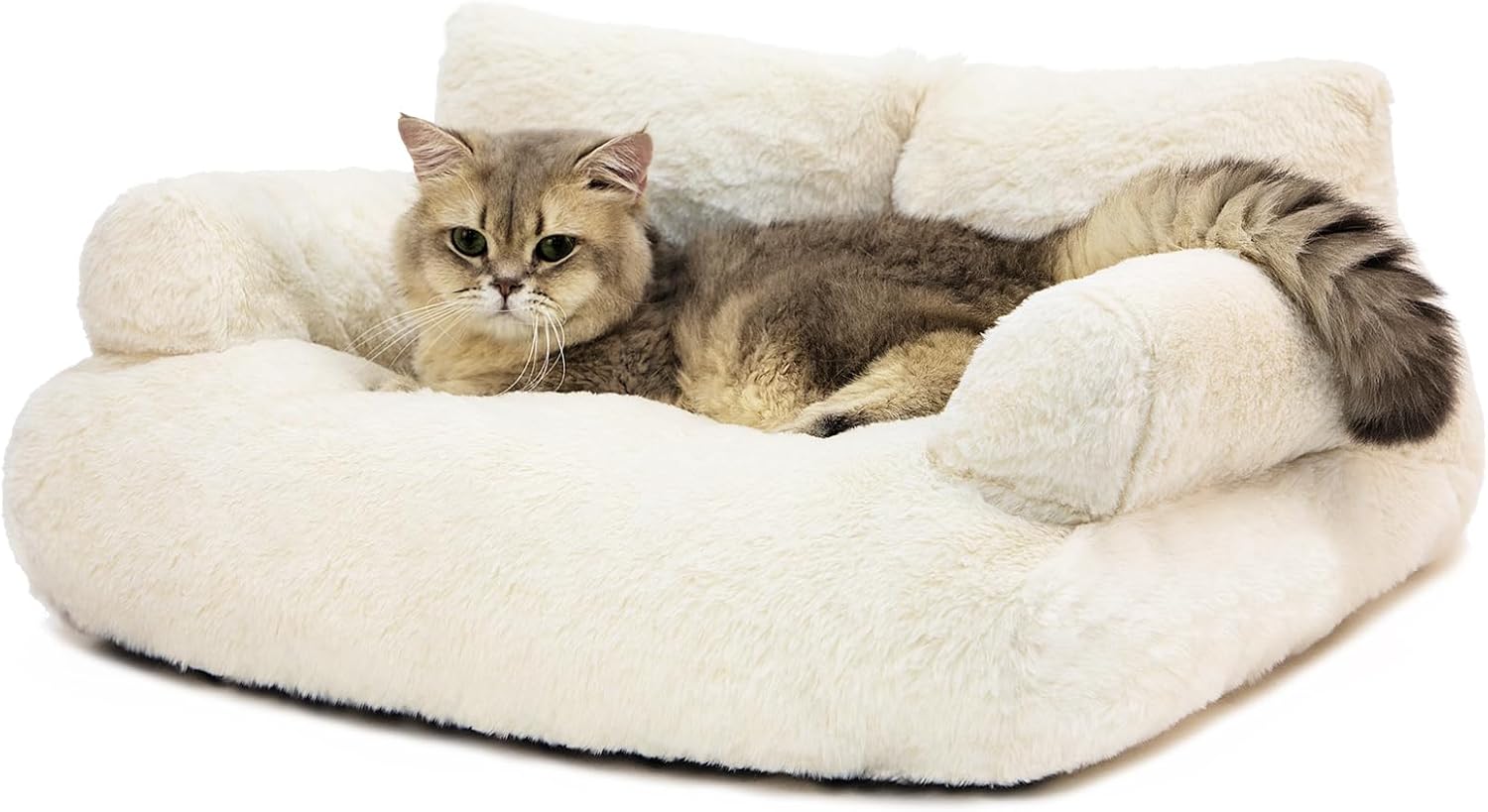 Dog Couch, Cat Bed for Indoor Cats, Calming Cat Couch for Medium Small Dogs & Cats up to 18lbs(Large, Beige)