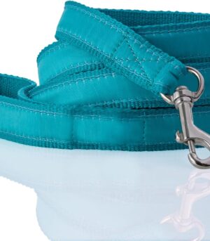 Recycled Ribbon Dog Leash 7 Ft. for All Pet Breeds, Turquoise, One Size