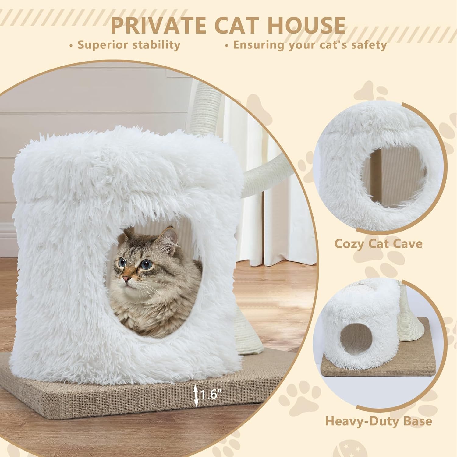 63” Tall Cat Tree Tower for Indoor Cats, Multi-Level Large Cat Climbing Furniture with Scratching Posts, Soft Perch, Cozy Cave, and Hanging Toys, Sturdy Design for Multi-Cat Households - Image 2