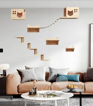 Cat Wall Shelf Steps, Wall Mounted Cat Climbing Frame, Pet Furniture, Cat Wall Shelves and Perches,(Package 3)