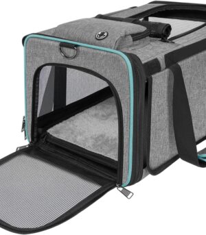 Cat Carrier American, United, Delta Airline Approved/Soft-Sided Pet Travel Bag for Medium Cat 15+ lbs Small Dog Traveling Crate Under 15 Pounds  Approved Carrying Cage Underseat Cabin Gray