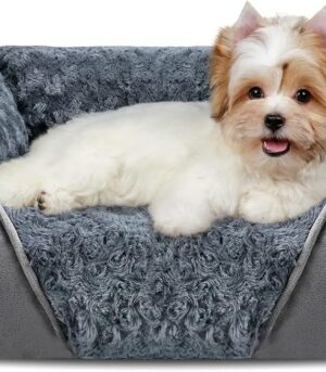 Dog Bed for Large Medium Small Dogs/Puppy, Rectangle Washable, Orthopedic, Soft Calming Sleeping Durable Pet Cuddler with Anti-Slip Bottom S(20"x19"x6")