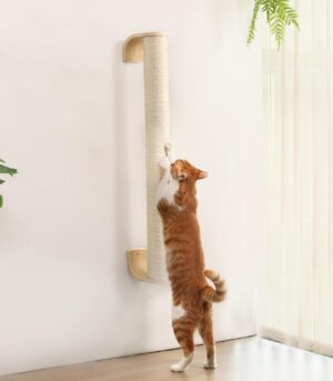 Cat Wall Scratcher, 28" Wall Mounted Kitten Scratching Post, Sturdy Sisal Climbing Tree for Indoor Cats