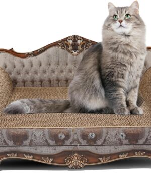 Sofa Shaped Cat Scratching Couch,Thick Cat Scratching Cardboard,Cat Lounge Bed for Indoor Cat Rest&Play,Cat Sofa Scratcher Pad (23 "L X 12.2" W X 10.6 "H)