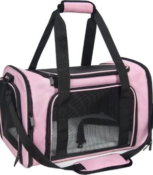Soft Sided Carrier for Small Medium Cats Dogs,Airline Approved Collapsible Travel Pet Carrier Medium Pink