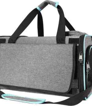 Cat Carrier Alaska Airline Approved 17x11x9.5 Soft-Sided Small Pet Air Travel Carry Bag, Southwest Airplane Kitten 12lbs Crate in Cabin Under-Seat Traveling Cage Tiny Dog Under 8 Pound