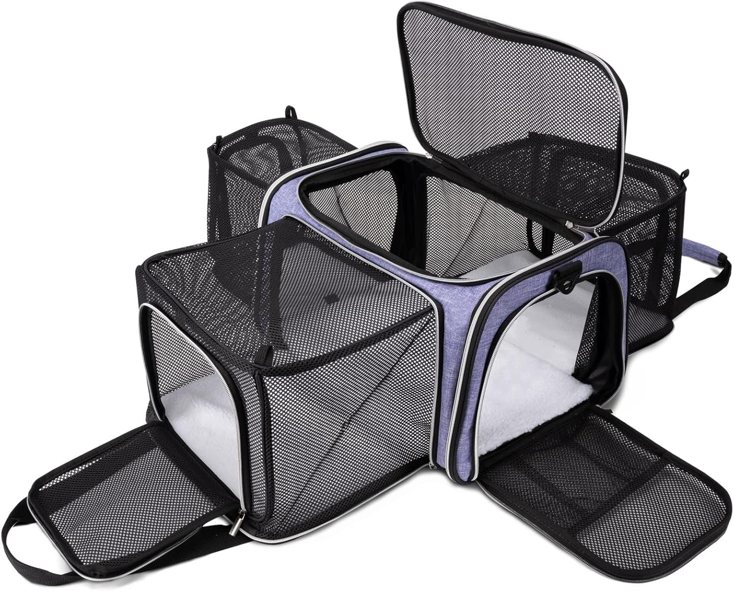 Cat Carrier Bag,Airline Approved Pet Carrier Soft Side Pet Travel 5 Sides Open Doors 3 Sides Expandable Foldable Dog Carrier with Fleece Pad