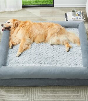 Washable Dog Beds for Large Dogs, XL Dog Couch, Orthopedic Dog Sofa Bed with Removable & Waterproof Cover, Extra Large Dog Bed with Bolster Sides for Sleeping, Big Dog Couch Bed with Sides