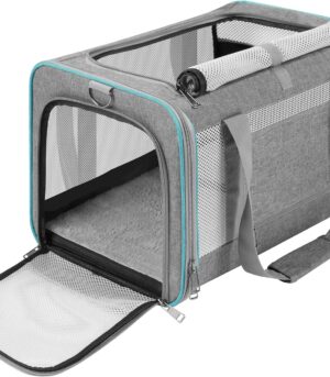 Pet Carrier for Large Cats 20 lbs+ / Soft Sided Small Dog Travel Carriers Top Load/Collapsible Carrier Bag for Big Cat / 2 Kittens Sturdy Transport Carriers Long Trips/Medium Cats 15 pounds